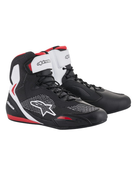 Baskets moto Alpinestars Faster-3 Rideknit Noir Blanc Rouge