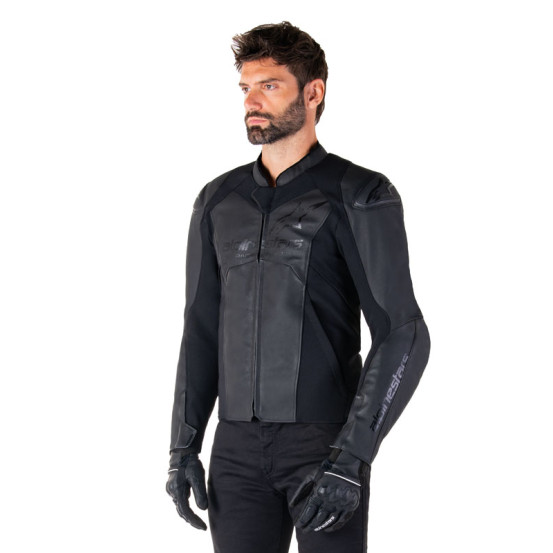 Blouson moto cuir racing Alpinestars Faster V3 Noir