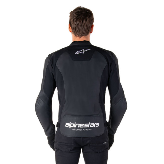 Blouson moto cuir racing Alpinestars Faster V3 Noir Blanc