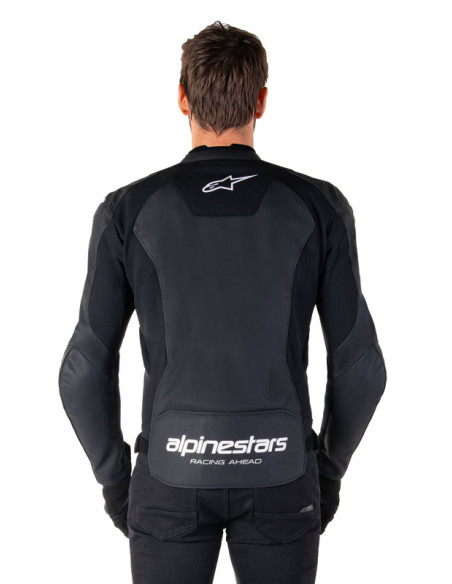 Blouson moto cuir racing Alpinestars Faster V3 Noir Blanc