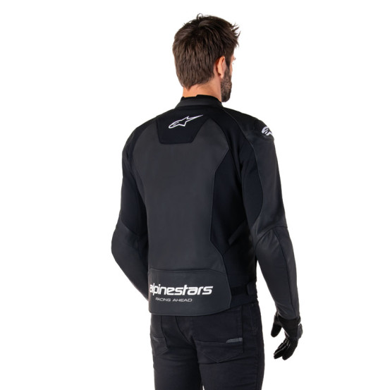 Blouson moto cuir racing Alpinestars Faster V3 Noir Blanc