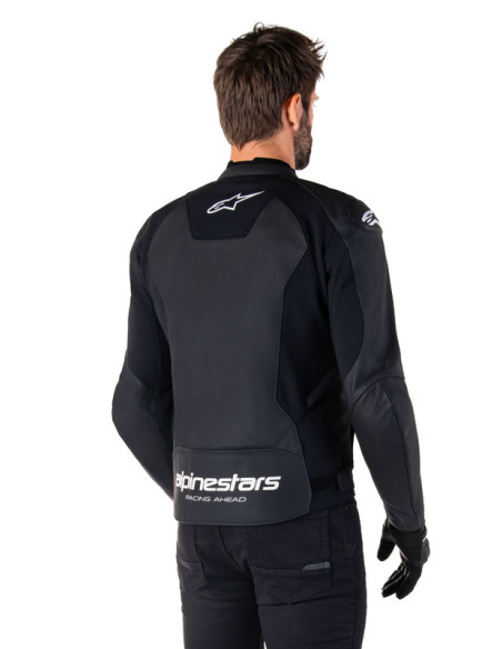 Blouson moto cuir racing Alpinestars Faster V3 Noir Blanc