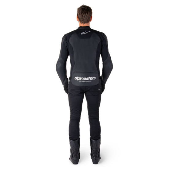 Blouson moto cuir racing Alpinestars Faster V3 Noir Blanc