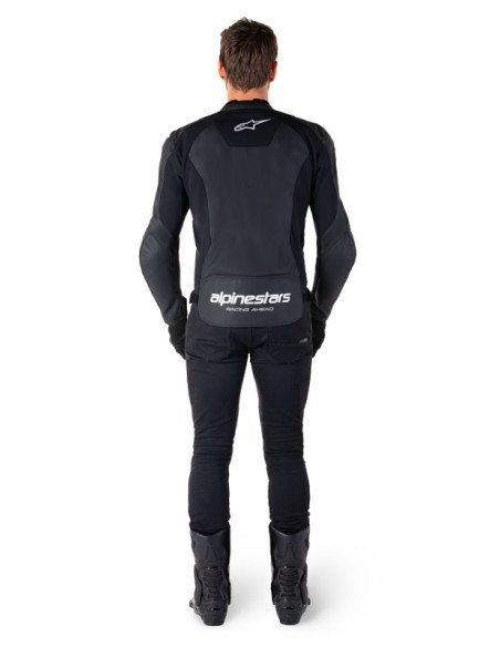 Blouson moto cuir racing Alpinestars Faster V3 Noir Blanc