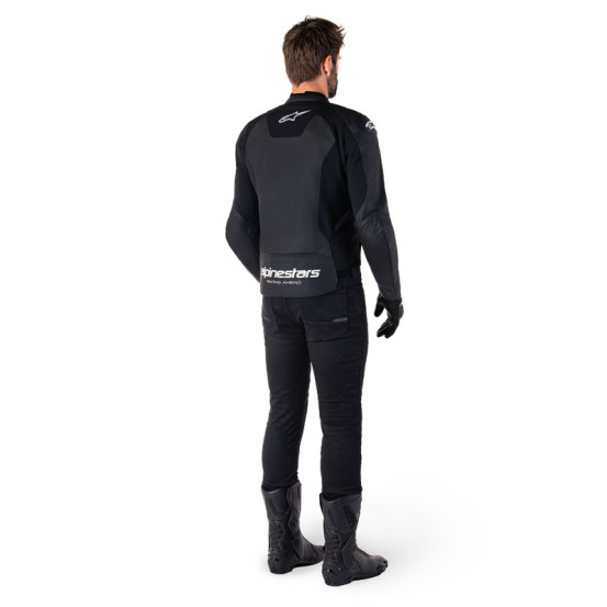 Blouson moto cuir racing Alpinestars Faster V3 Noir Blanc