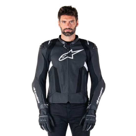 Blouson moto cuir racing Alpinestars Missile V3 Airflow Noir Blanc