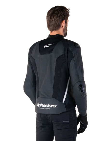 Blouson moto cuir racing Alpinestars Missile V3 Airflow Noir Blanc
