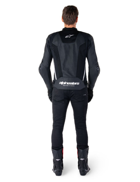 Blouson moto cuir racing Alpinestars Missile V3 Airflow Noir Blanc
