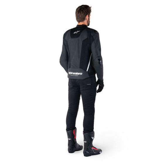 Blouson moto cuir racing Alpinestars Missile V3 Airflow Noir Blanc