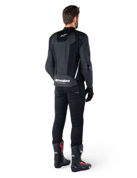 Blouson moto cuir racing Alpinestars Missile V3 Airflow Noir Blanc