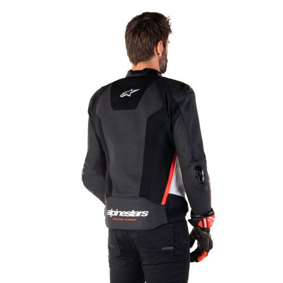 Blouson moto cuir racing Alpinestars Missile V3 Airflow Noir Blanc Rouge