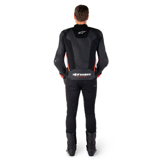 Blouson moto cuir racing Alpinestars Missile V3 Airflow Noir Blanc Rouge