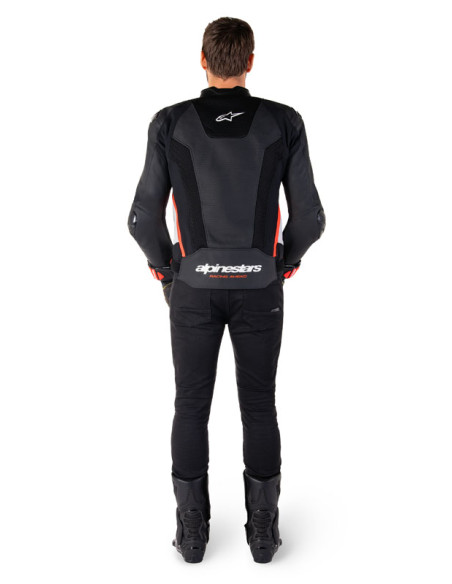 Blouson moto cuir racing Alpinestars Missile V3 Airflow Noir Blanc Rouge