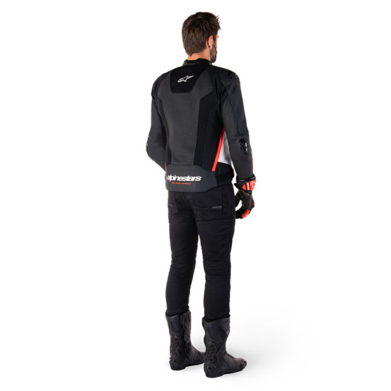 Blouson moto cuir racing Alpinestars Missile V3 Airflow Noir Blanc Rouge