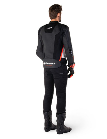 Blouson moto cuir racing Alpinestars Missile V3 Airflow Noir Blanc Rouge