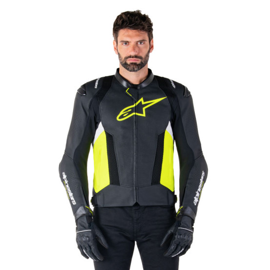 Blouson moto cuir racing Alpinestars Missile V3 Airflow Noir Jaune