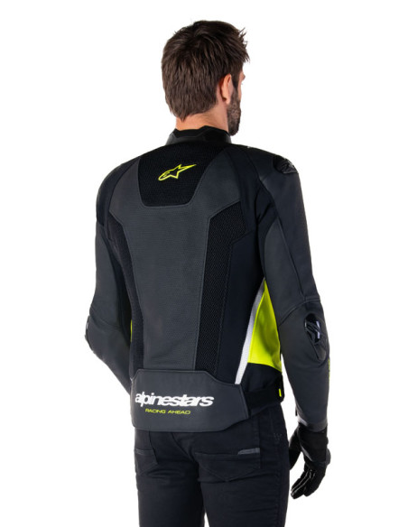 Blouson moto cuir racing Alpinestars Missile V3 Airflow Noir Jaune