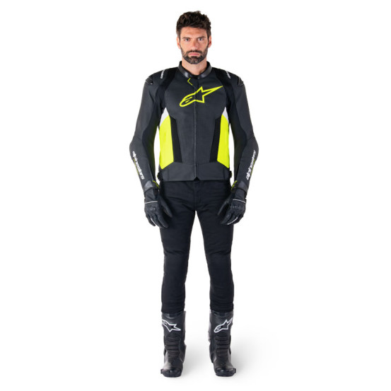 Blouson moto cuir racing Alpinestars Missile V3 Airflow Noir Jaune