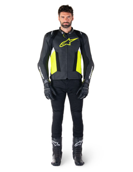 Blouson moto cuir racing Alpinestars Missile V3 Airflow Noir Jaune