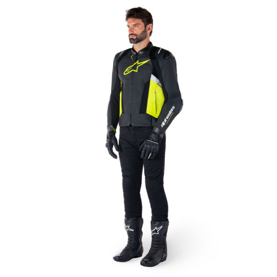 Blouson moto cuir racing Alpinestars Missile V3 Airflow Noir Jaune