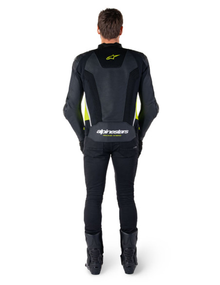 Blouson moto cuir racing Alpinestars Missile V3 Airflow Noir Jaune