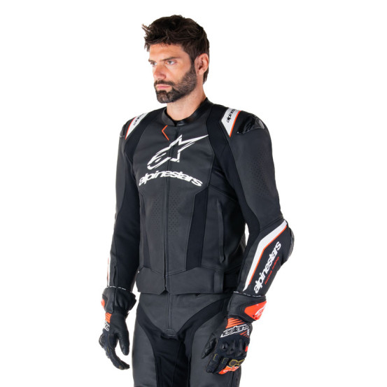 Blouson moto cuir racing Alpinestars Missile V3 Ignition Noir