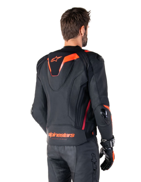 Blouson moto cuir racing Alpinestars Missile V3 Ignition Noir Rouge