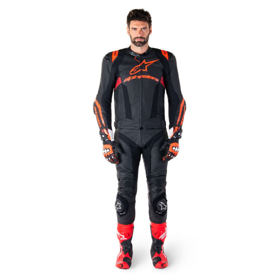 Blouson moto cuir racing Alpinestars Missile V3 Ignition Noir Rouge