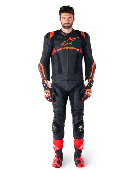 Blouson moto cuir racing Alpinestars Missile V3 Ignition Noir Rouge