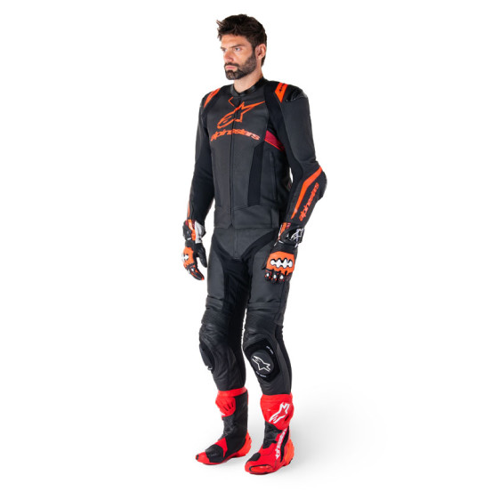 Blouson moto cuir racing Alpinestars Missile V3 Ignition Noir Rouge
