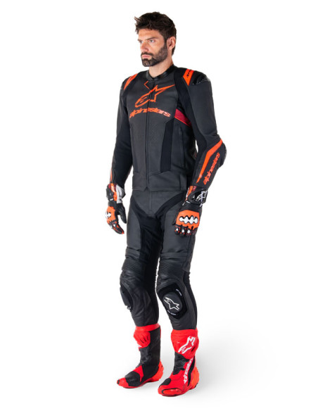 Blouson moto cuir racing Alpinestars Missile V3 Ignition Noir Rouge
