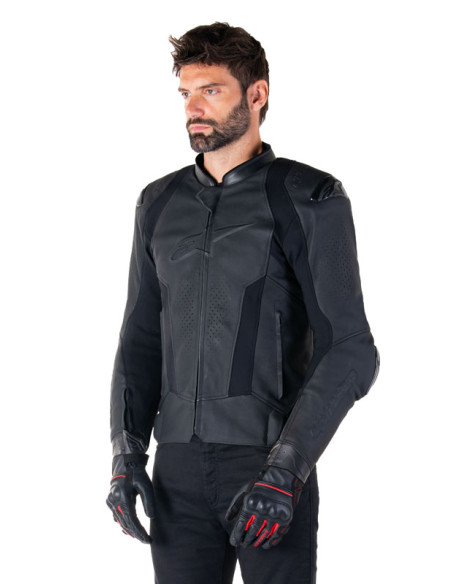 Blouson moto cuir racing Alpinestars Missile V3 Noir