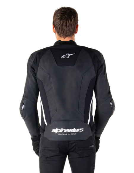 Blouson moto cuir racing Alpinestars Missile V3 Noir Blanc