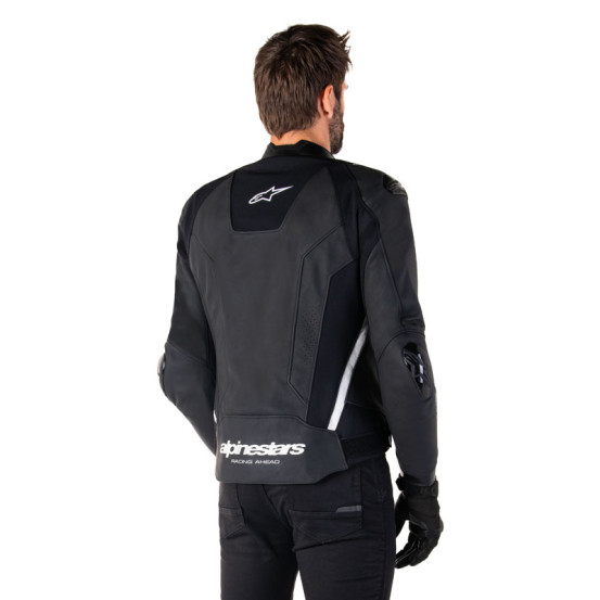 Blouson moto cuir racing Alpinestars Missile V3 Noir Blanc