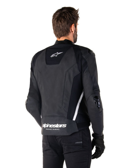 Blouson moto cuir racing Alpinestars Missile V3 Noir Blanc