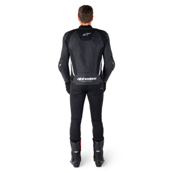 Blouson moto cuir racing Alpinestars Missile V3 Noir Blanc