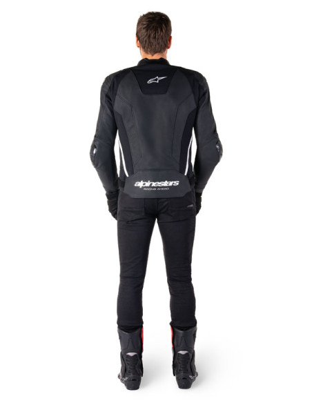 Blouson moto cuir racing Alpinestars Missile V3 Noir Blanc