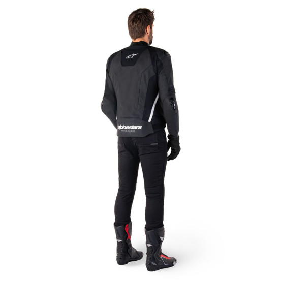 Blouson moto cuir racing Alpinestars Missile V3 Noir Blanc