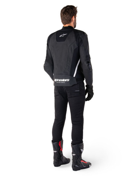 Blouson moto cuir racing Alpinestars Missile V3 Noir Blanc