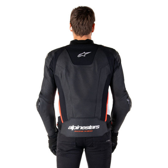 Blouson moto cuir racing Alpinestars Missile V3 Noir Blanc Rouge