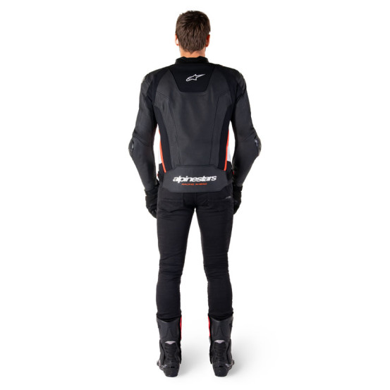 Blouson moto cuir racing Alpinestars Missile V3 Noir Blanc Rouge