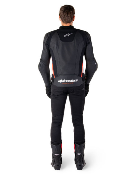 Blouson moto cuir racing Alpinestars Missile V3 Noir Blanc Rouge