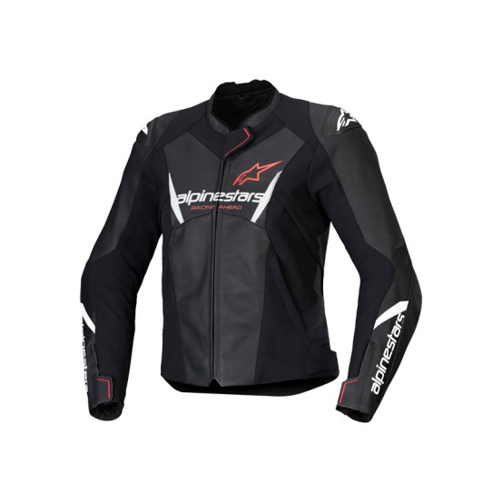 Blouson moto femme cuir racing Alpinestars Stella Faster V3 Noir Blanc Rouge