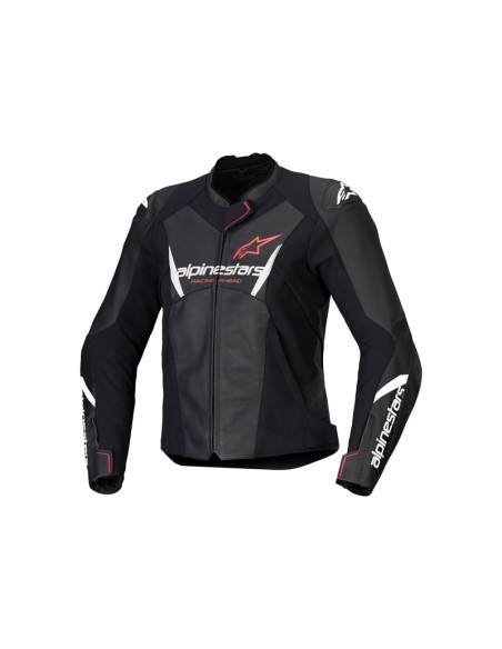 Blouson moto femme cuir racing Alpinestars Stella Faster V3 Noir Blanc Rouge