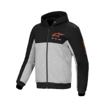 Sweat moto Alpinestars Chrome V2 Sport Hoodie Noir Gris Heather Rouge Fluo