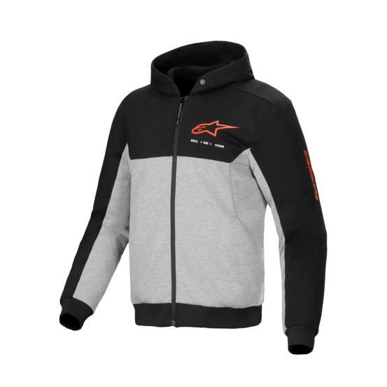 Sweat moto Alpinestars Chrome V2 Sport Hoodie Noir Gris Heather Rouge Fluo
