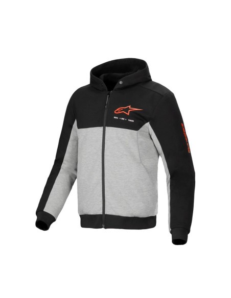Sweat moto Alpinestars Chrome V2 Sport Hoodie Noir Gris Heather Rouge Fluo