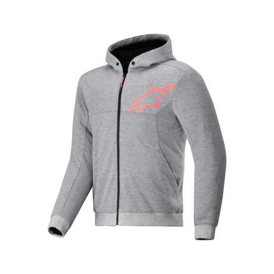 Sweat moto Alpinestars Chrome V2 Sport Hoodie Gris Fluo Rouge
