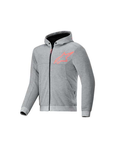 Sweat moto Alpinestars Chrome V2 Sport Hoodie Gris Fluo Rouge