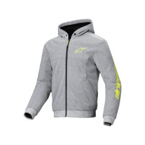 Sweat moto Alpinestars Chrome V2 Sport Hoodie Gris Heather Jaune Fluo